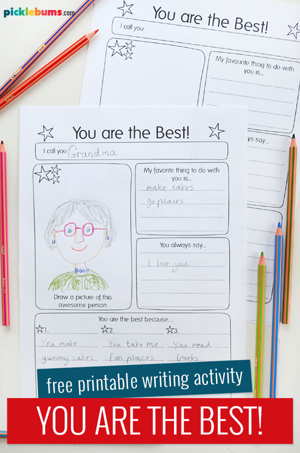 You are the best printable writing activity on table with pencils