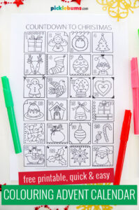 Colouring advent calendar page with markers