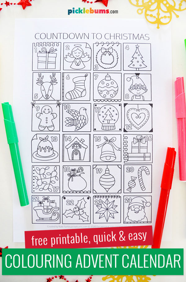 Advent Calendar Colouring Page Free Printable Picklebums