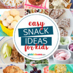 multiple photos of snack ideas for kids