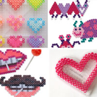 collage of valentines perler bead craft projects