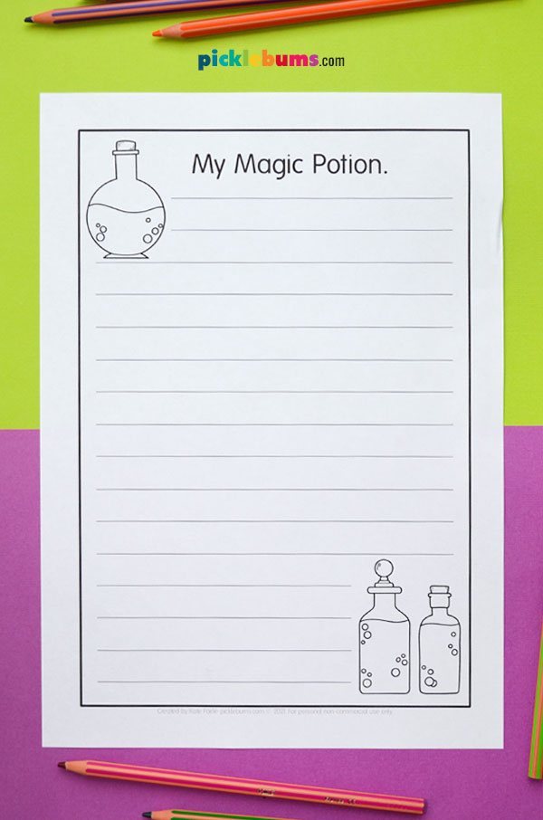 My magic potion printable writing paper