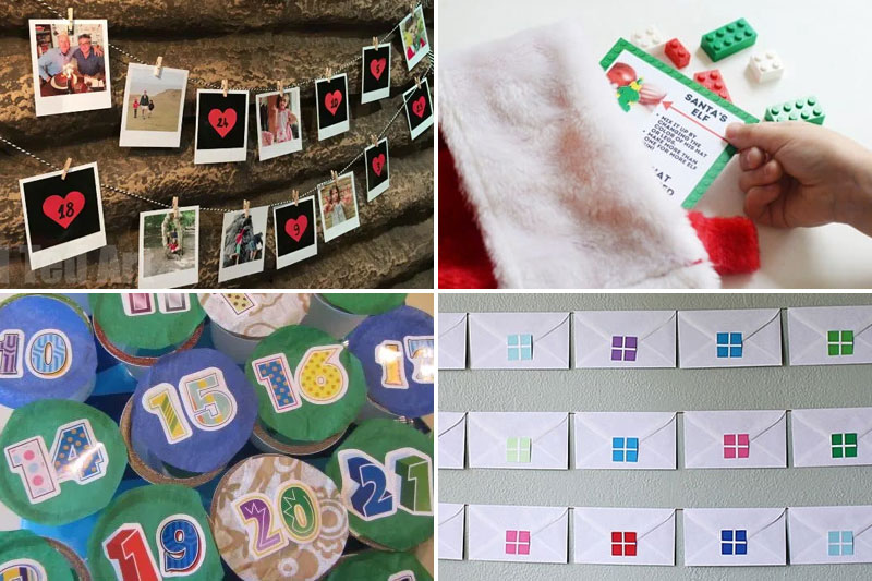 four images of easy to make advent calendar crafts