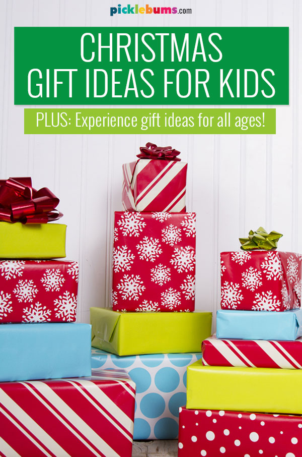 Wrapped gifts with text - gift ideas for kids plus experience gift ideas for all ages