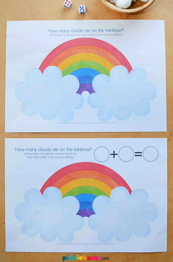 printed rainbow counting games