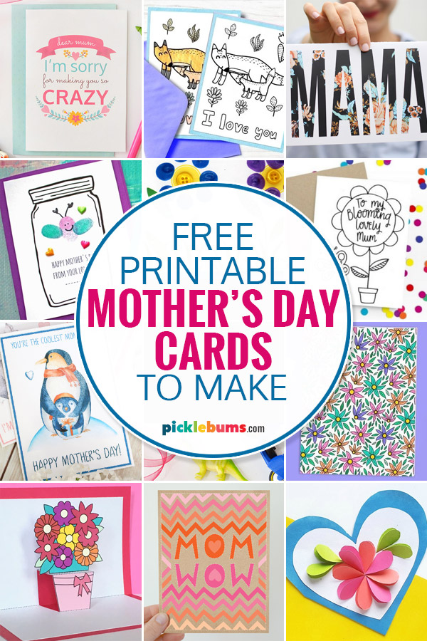 collage of printable Mother's Day cards