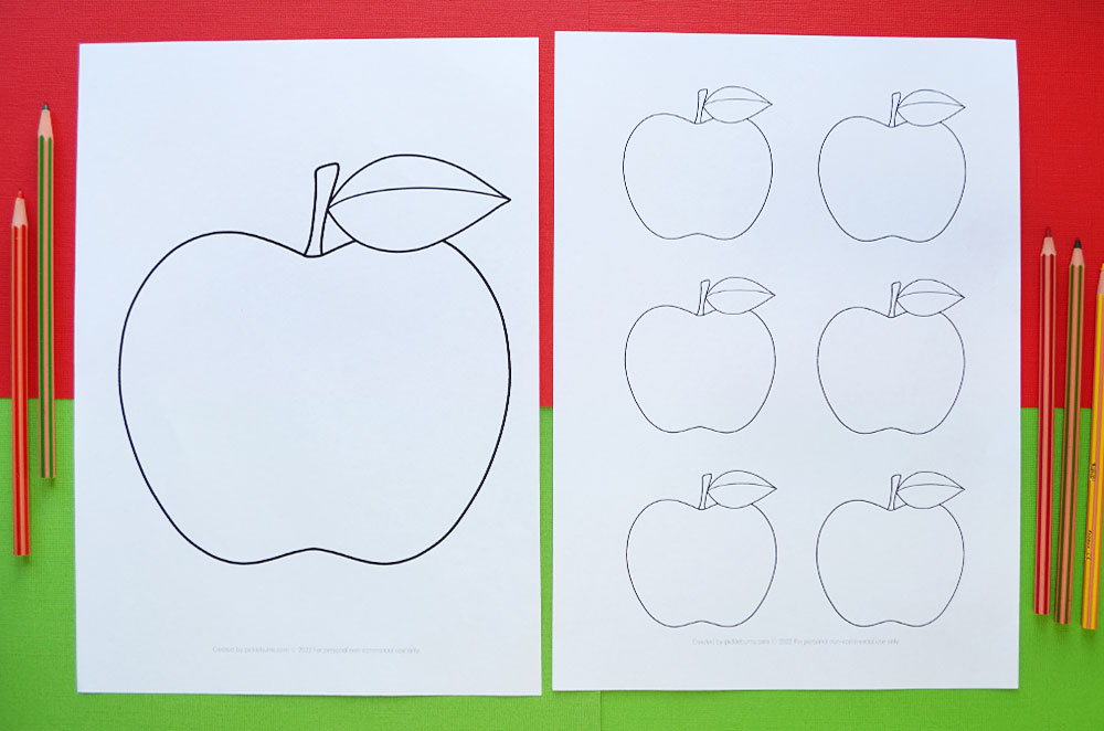 printable apple craft templates on red and green background