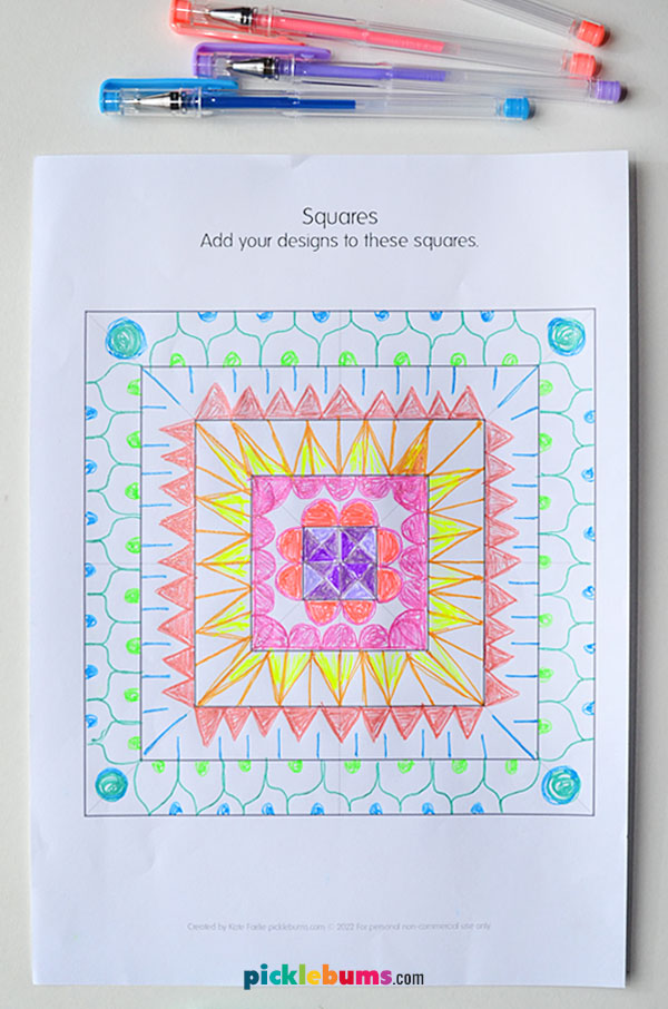 square mandala drawing