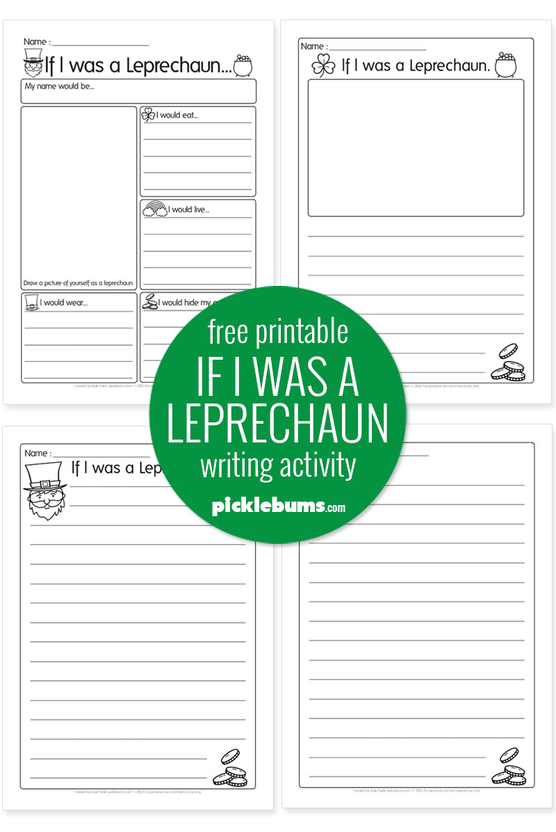 Preview of 4 printable leprechaun writing pages