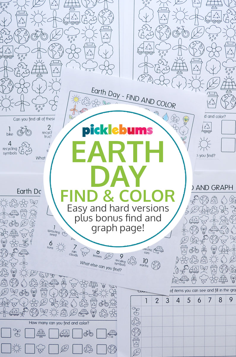 Earth Day find and color printable pack