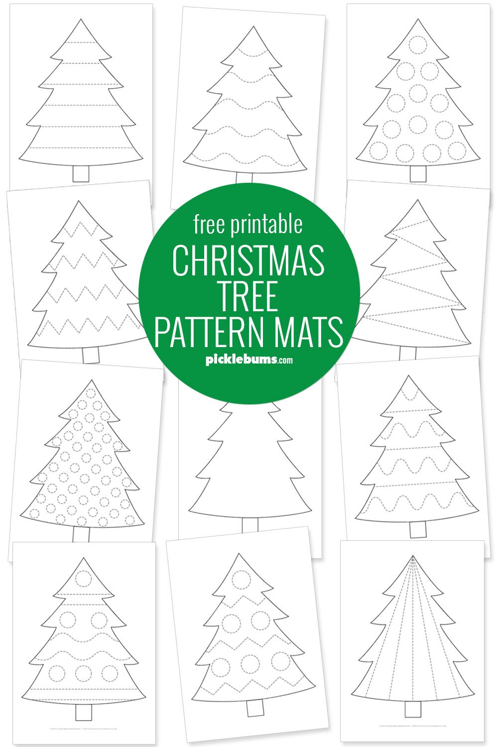 free printable Christmas tree pattern mats