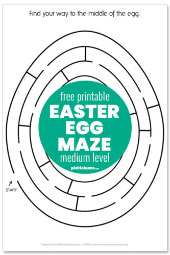 Medium level Easter egg maze printable