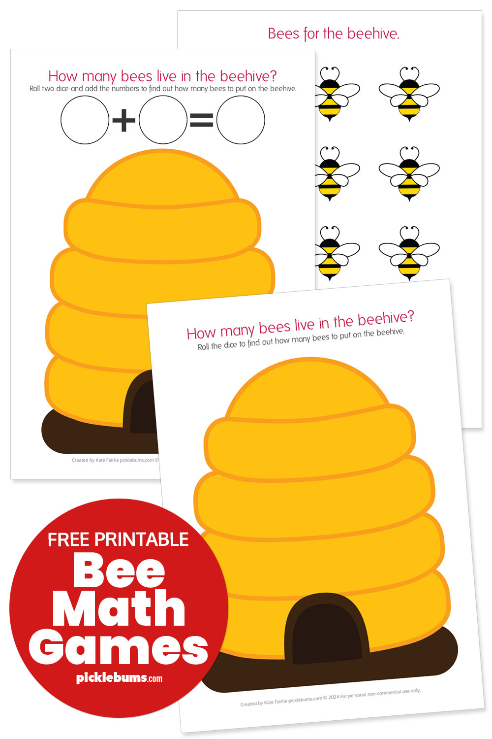free printable bee math game