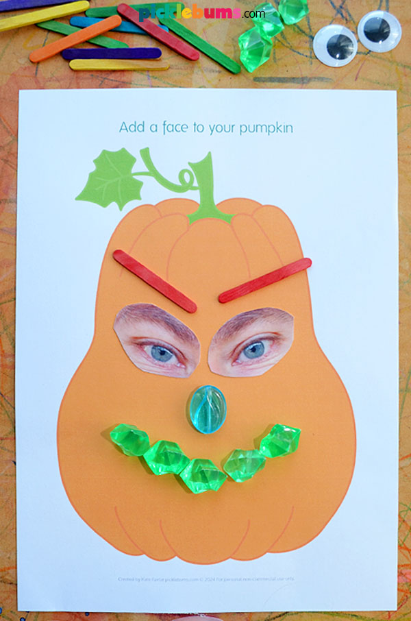 pumpkin face activity with loose parts