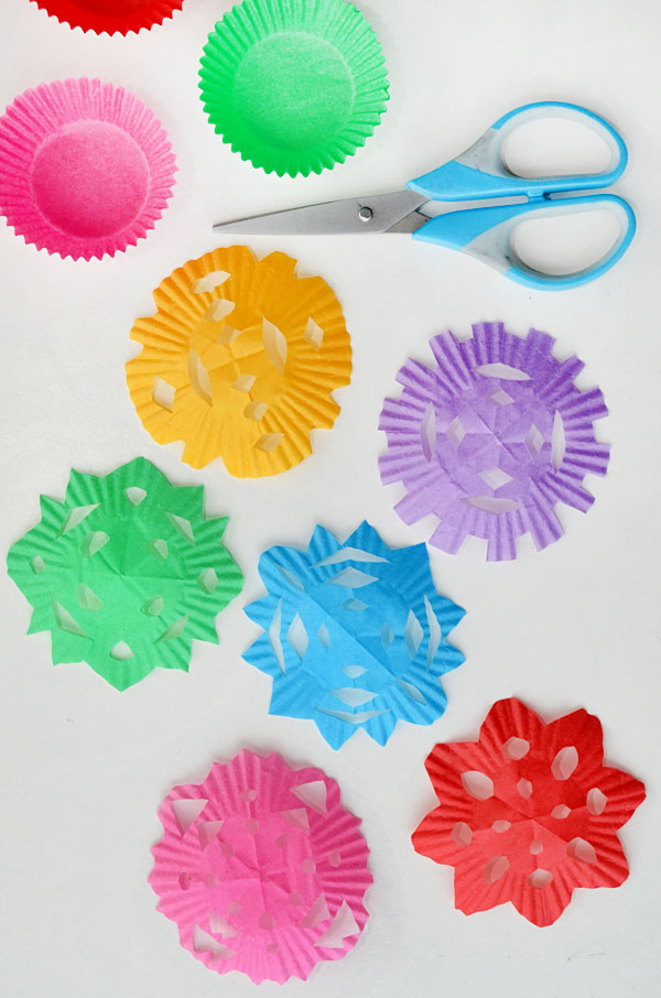 cupcake liner snowflakes