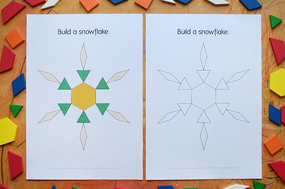 snowflake pattern block mats colored and outlines