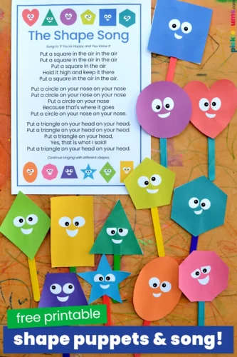 shape puppets and song poster
