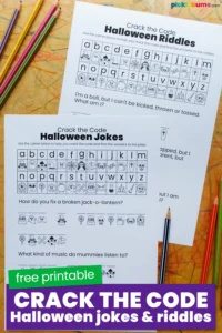 Halloween crack the code worksheets