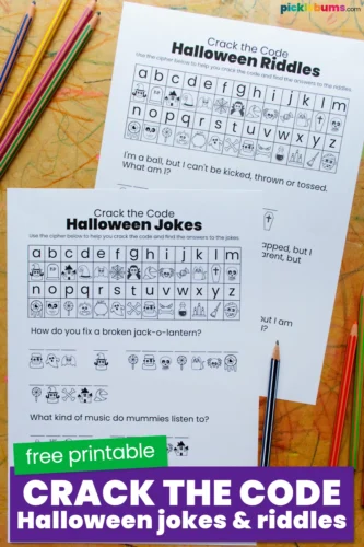 Halloween crack the code worksheets
