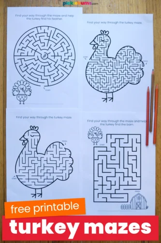 free printable turkey mazes