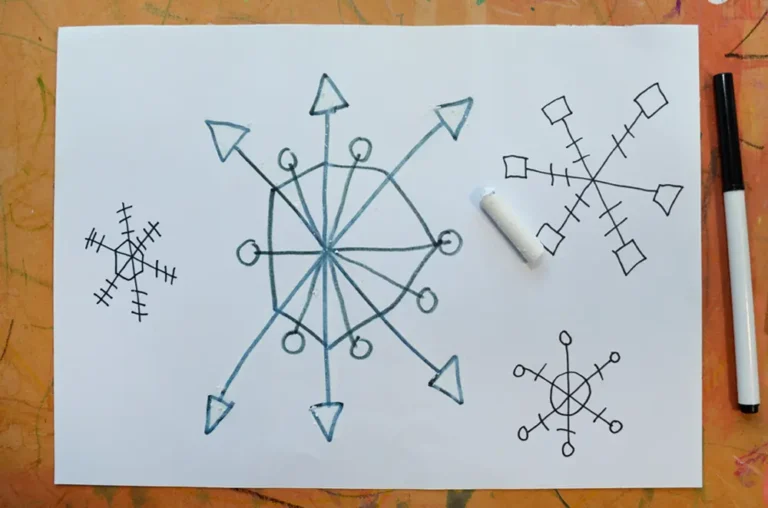 snowflake painting step 1 drawing