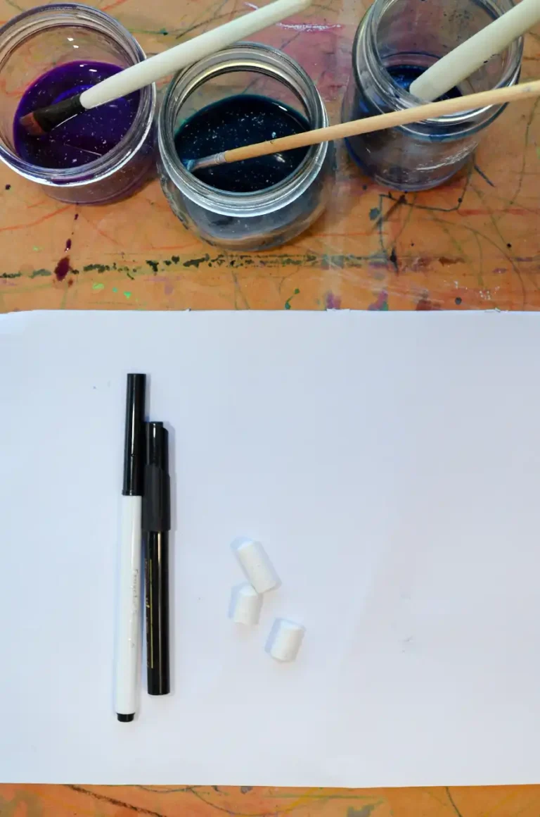 snowflake painting supplies - paint paper crayons marker