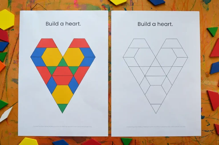 heart pattern mat coloured and outlines