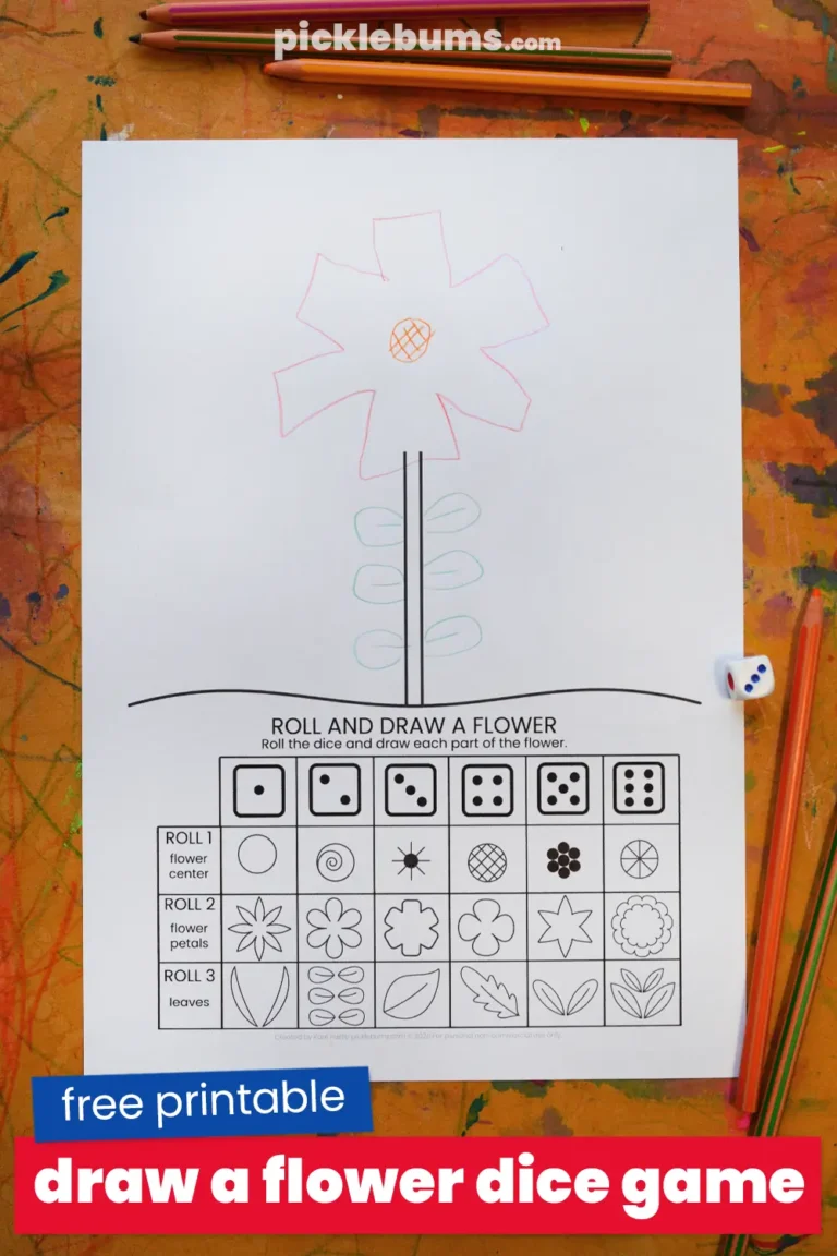 Draw a flower die game free printable