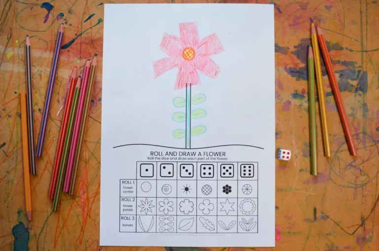 roll and draw a flower dce game printable