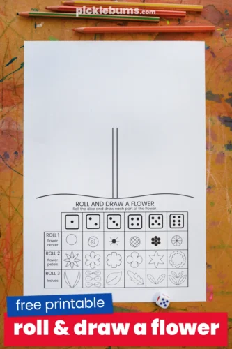 Roll and draw a flower free printable game